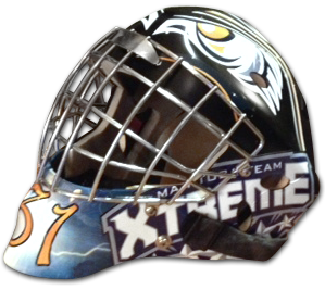 vinyl printing on custom goalie mask 2 printed goalie mask shot 2